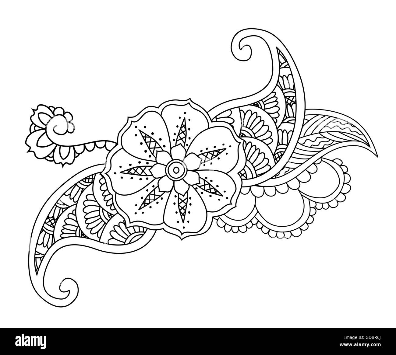 Conception de tatouage floral mendie isolés. Illustration de Vecteur Conception de tatouage floral mendie isolés. Illustration de Vecteur