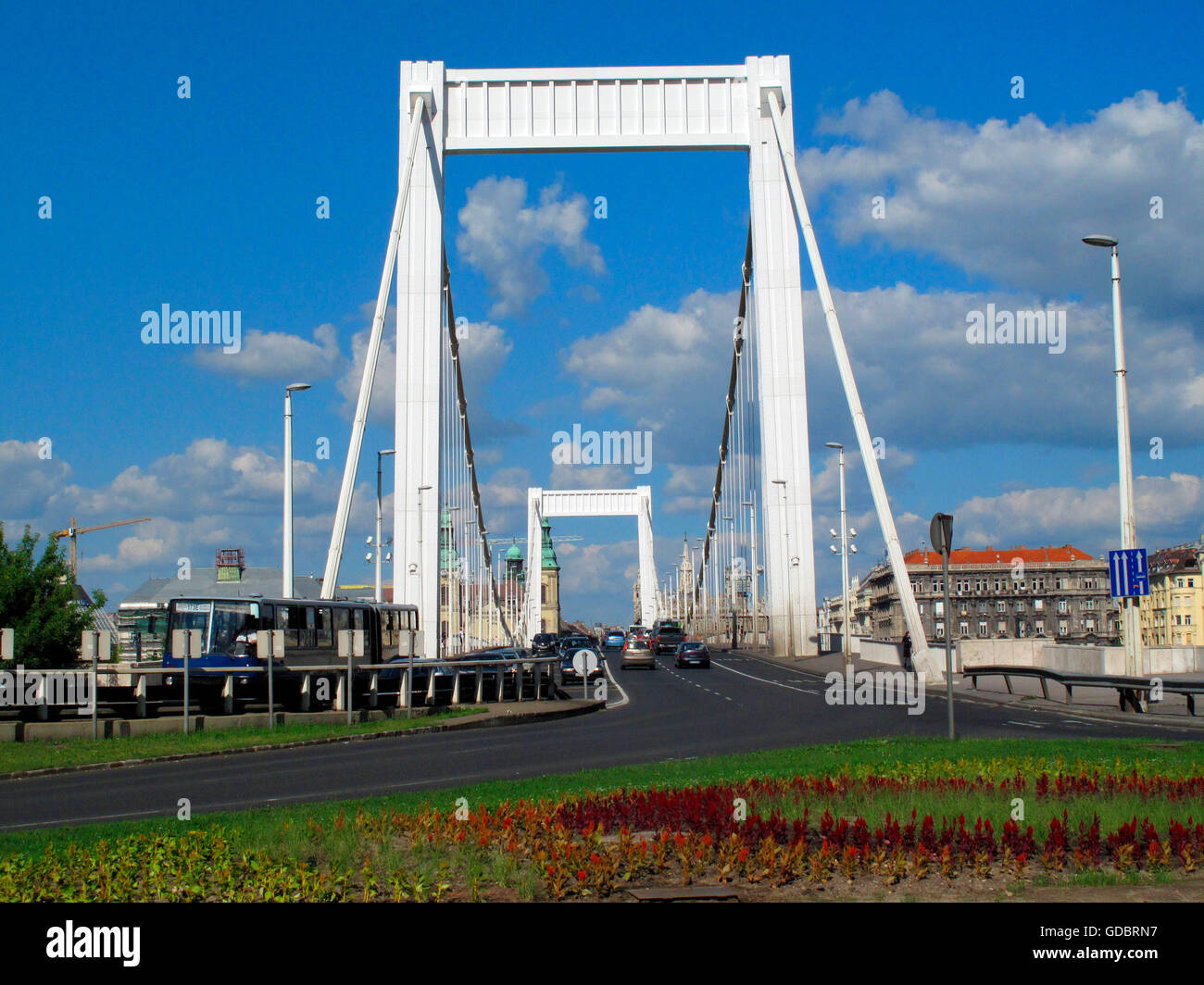 Elisabeth Bridge over River Danube, Budapest, Hongrie / Erzsebet Hid Banque D'Images