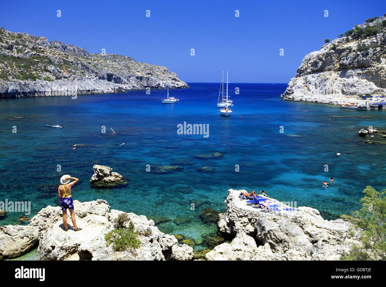 Anthony Quinn Bay près de Faliraki, Rhodes, Dodécanèse, Grèce Banque D'Images