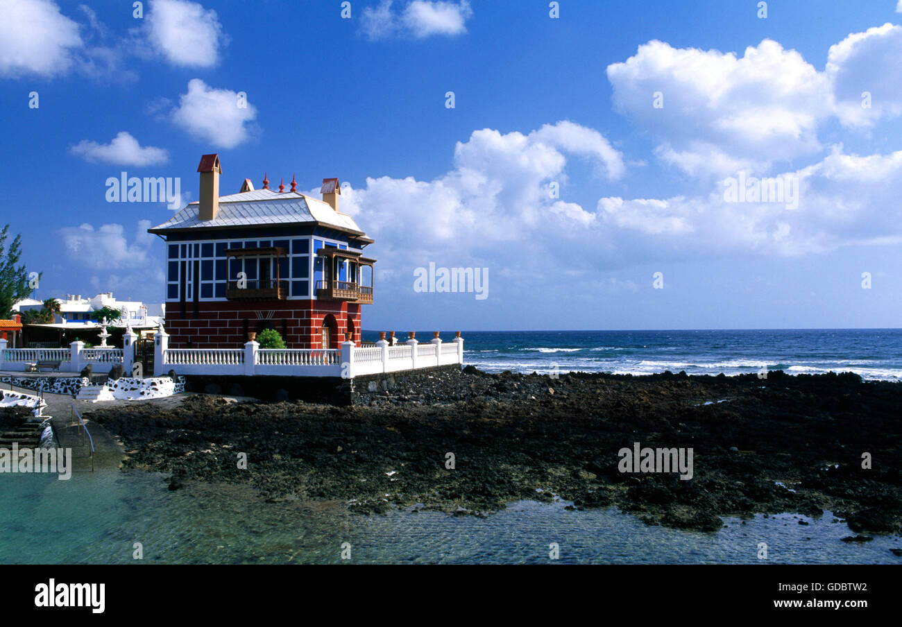 La Maison Bleue en Arrieta, , Lanzarote, îles Canaries, Espagne Banque D'Images