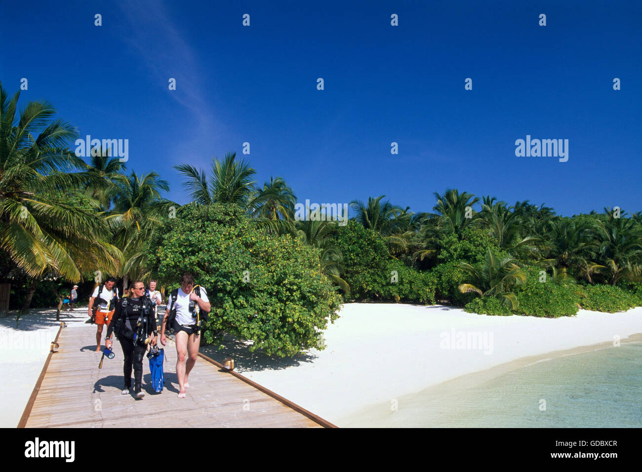 Cours de plongée, Baros Island, Maldives Banque D'Images