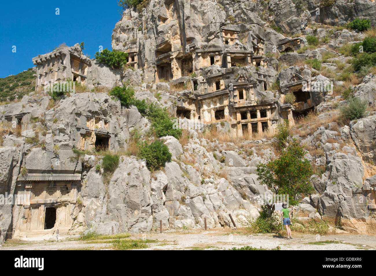 Rock Tombs, Myra, Lykia, Turquie Banque D'Images