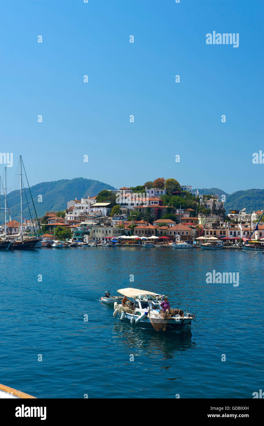 Vieille ville et du port de plaisance de Marmaris, Turquie, Côte égéenne turque Banque D'Images