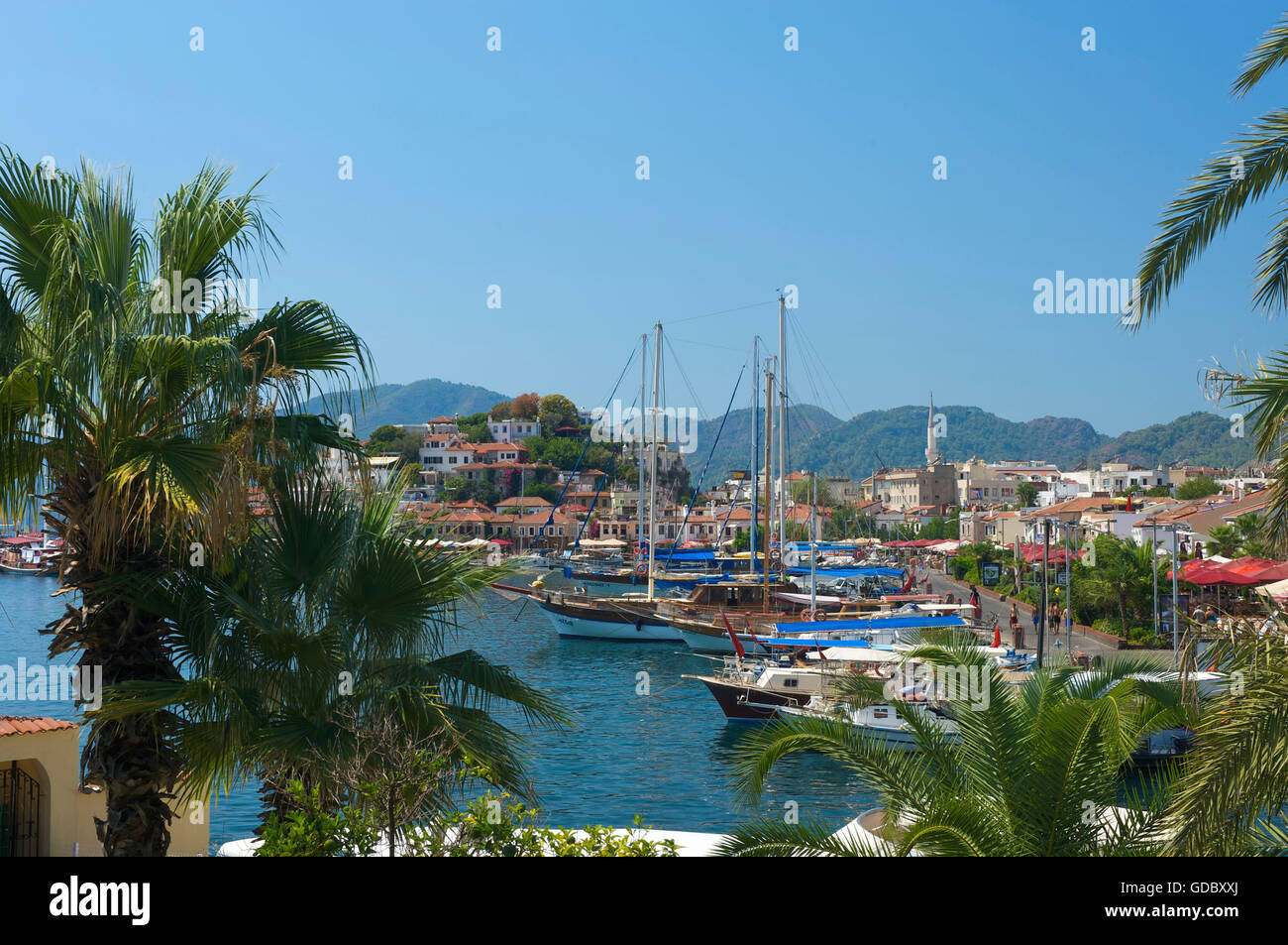 Vieille ville et du port de plaisance de Marmaris, Turquie, Côte égéenne turque Banque D'Images