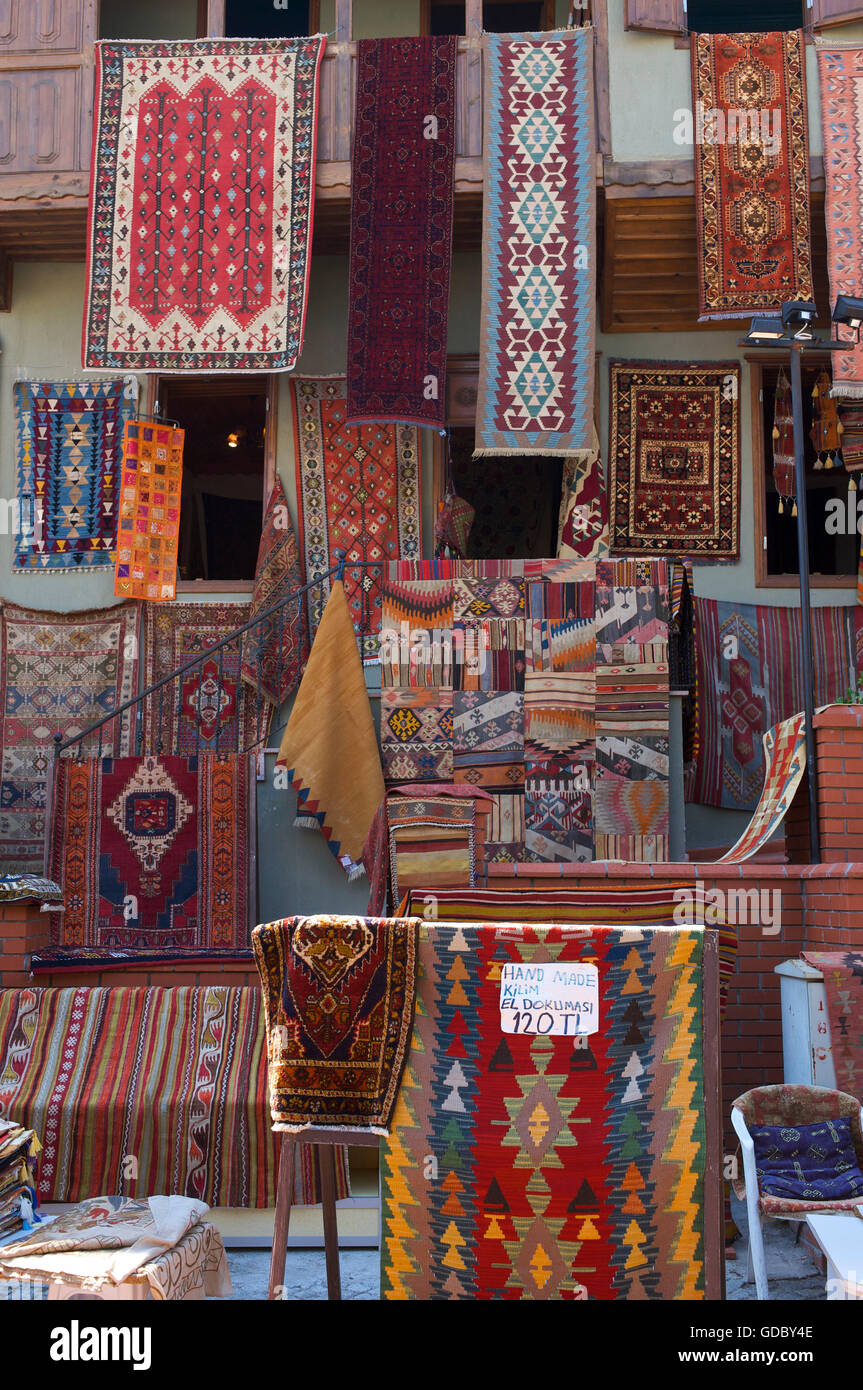 Boutique de tapis, Bazar à Fethiye, Turquie, Côte égéenne turque Banque D'Images