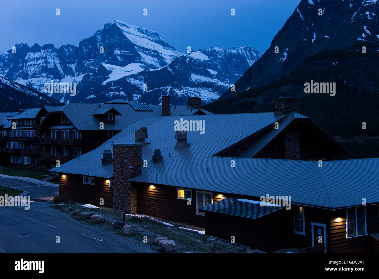 De nombreux glacier lodge,le Glacier National Park, Montana Banque D'Images