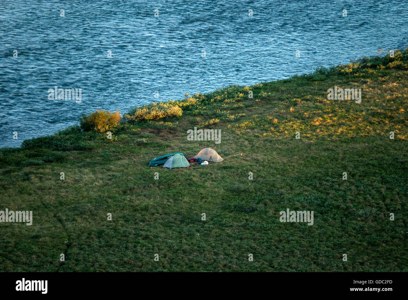 Réserve nationale de pétrole,camping,tentes,USA,l'Alaska Banque D'Images