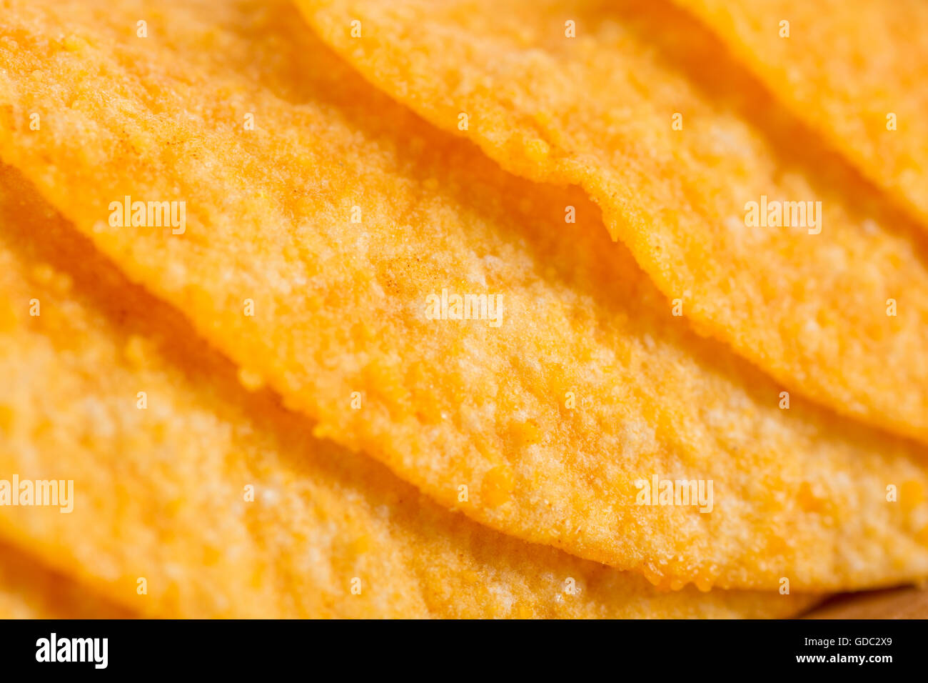 Détail de fried potato chips close up Banque D'Images