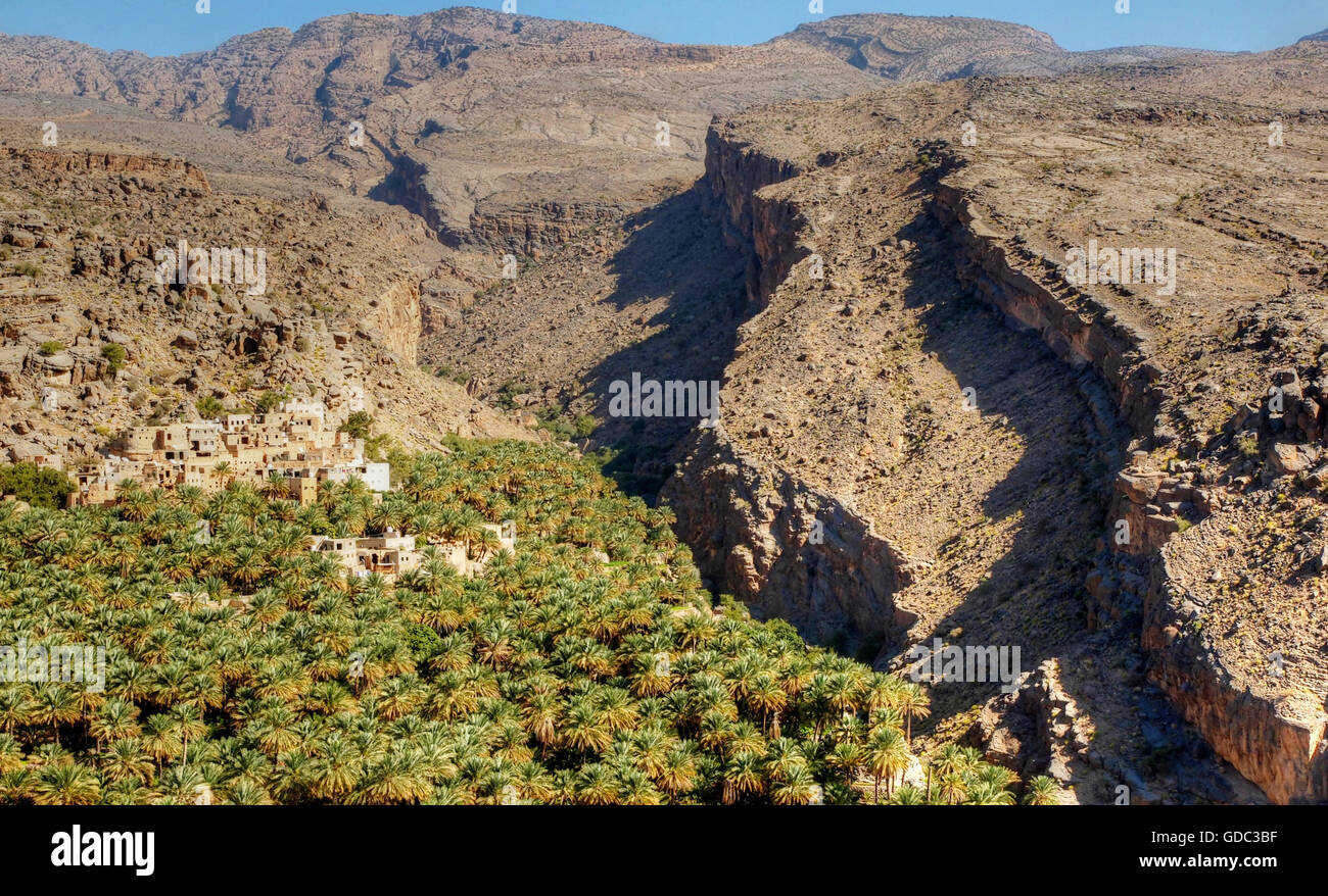 Misfah,village dans les montagnes d'Oman Banque D'Images