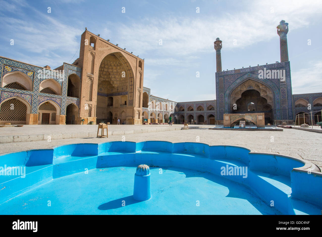 L'Iran Ispahan,Ville,Masjed-e Jame (Mosquée du Vendredi),l'UNESCO World Heritage,Cour, Banque D'Images