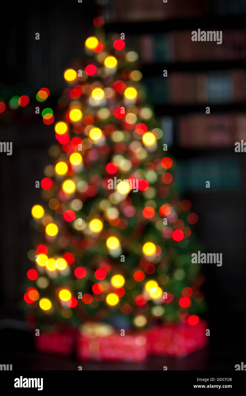 Arrière-plan flou artistique Nouvel An des arbres Banque D'Images