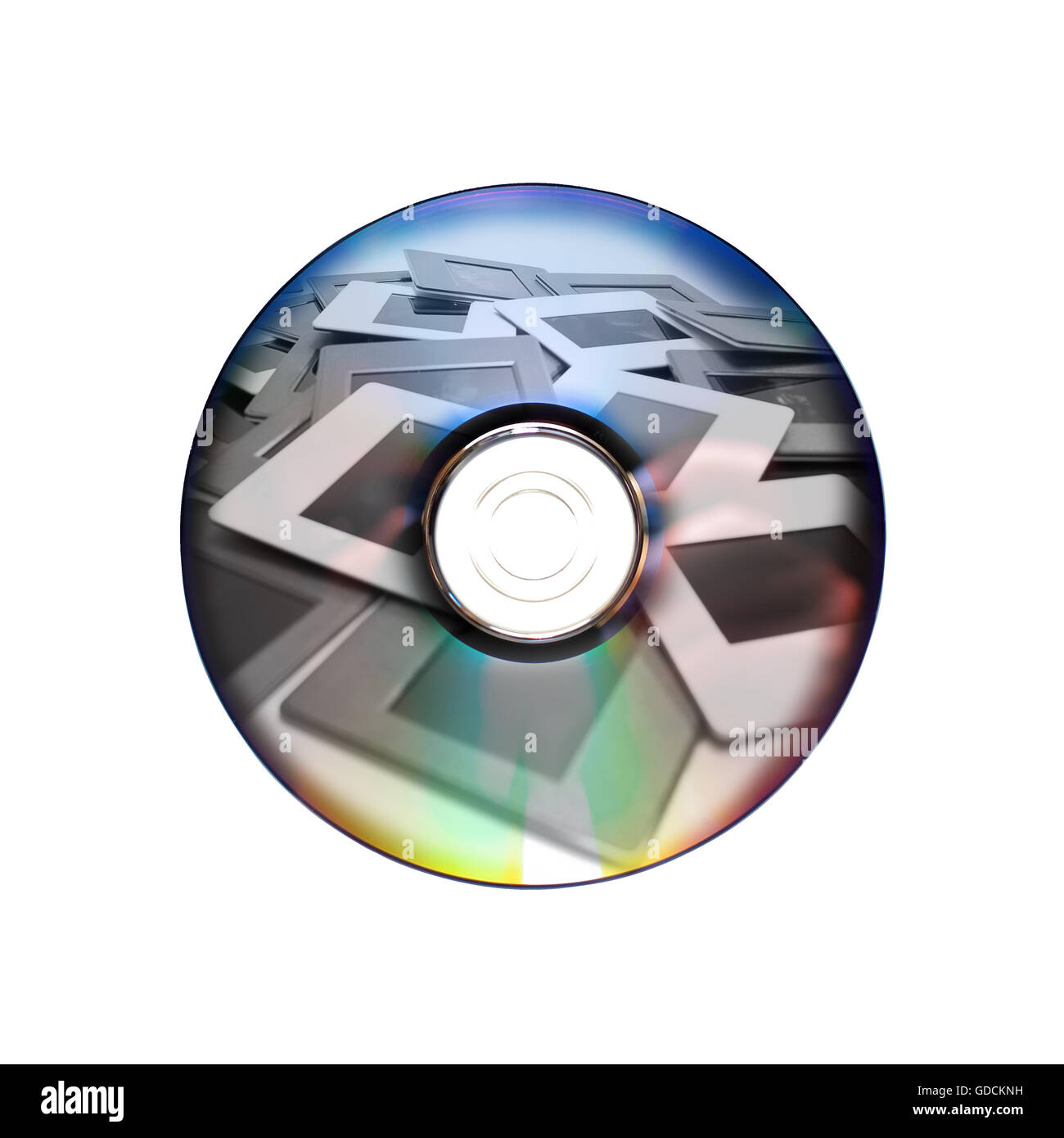 Vieilles diapositives et nouveau dvd : deux systèmes d'archivage d'images Banque D'Images