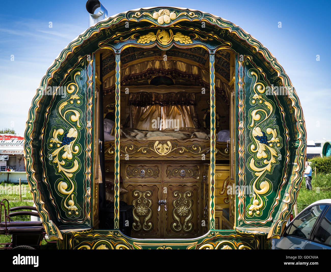 Une Roulotte à l'Appleby Horse Fair à Cumbria Banque D'Images