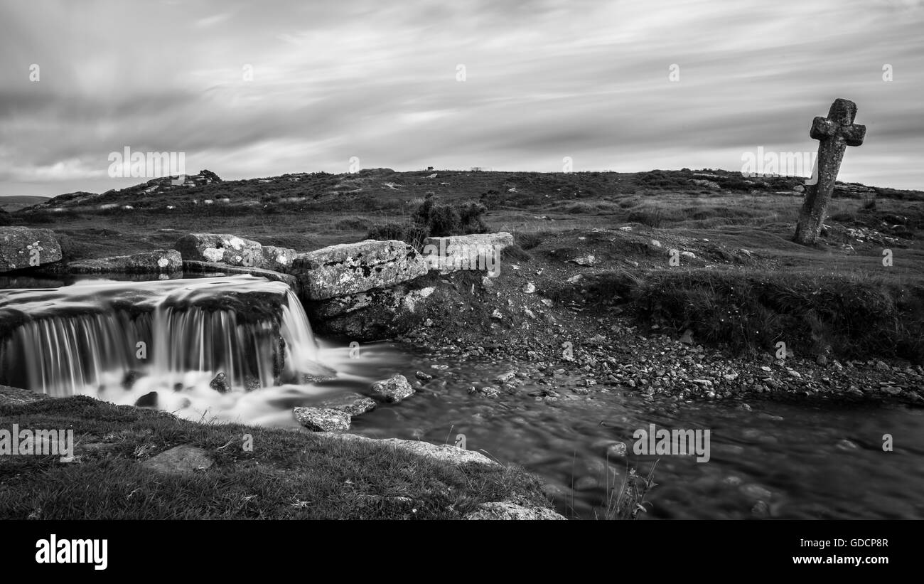 Windy Post le Dartmoor Banque D'Images