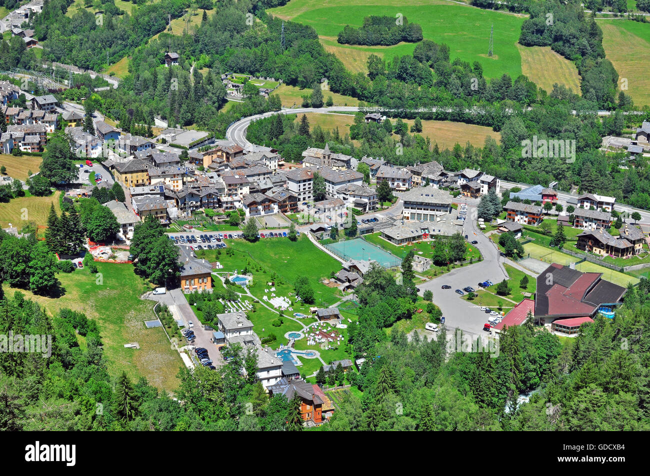 Pre Saint Didier, petite ville au Val d'aoste, Italie Banque D'Images