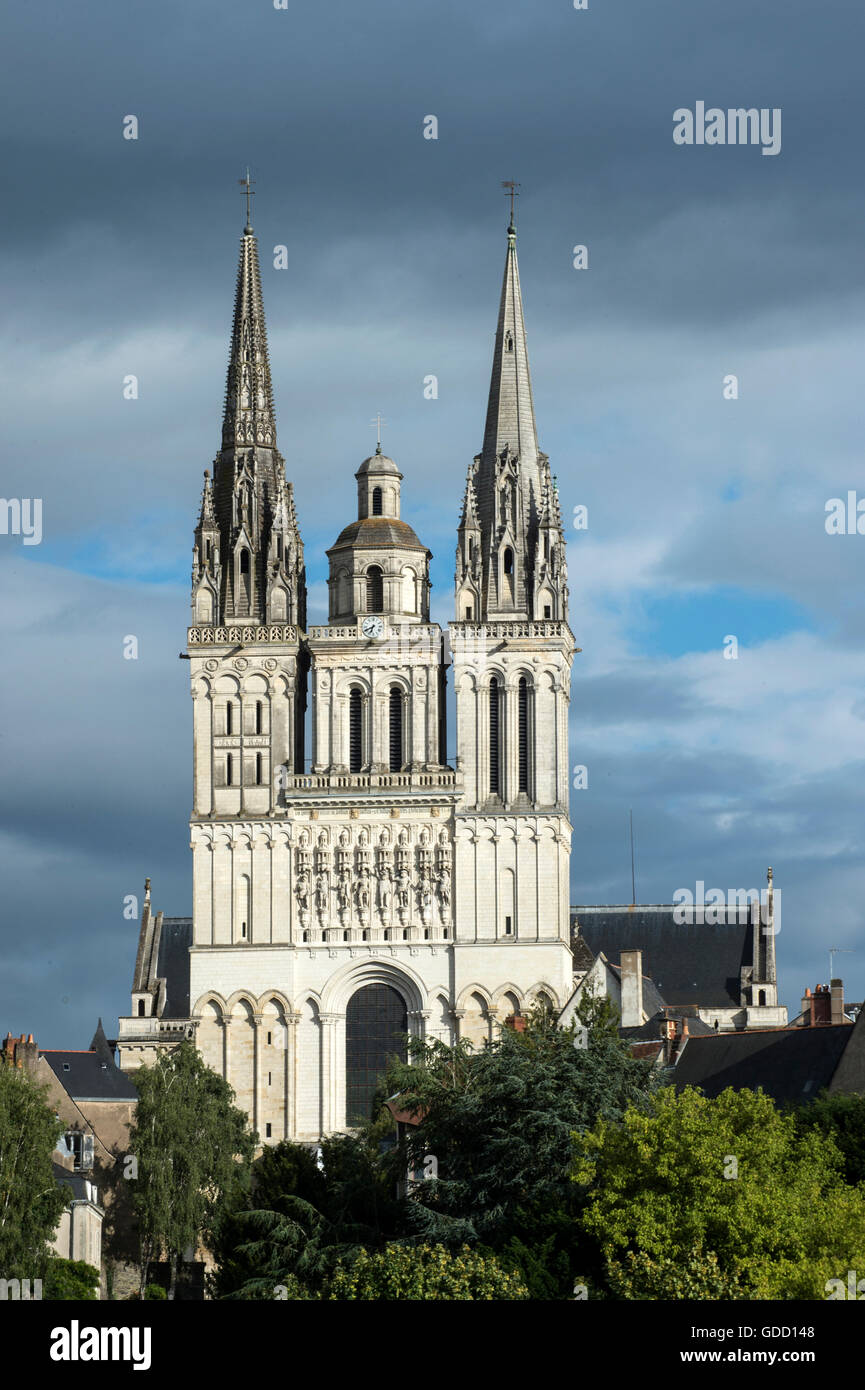Europe, France, Maine et Loire, Angers, cathédrale Saint Maurice Banque D'Images