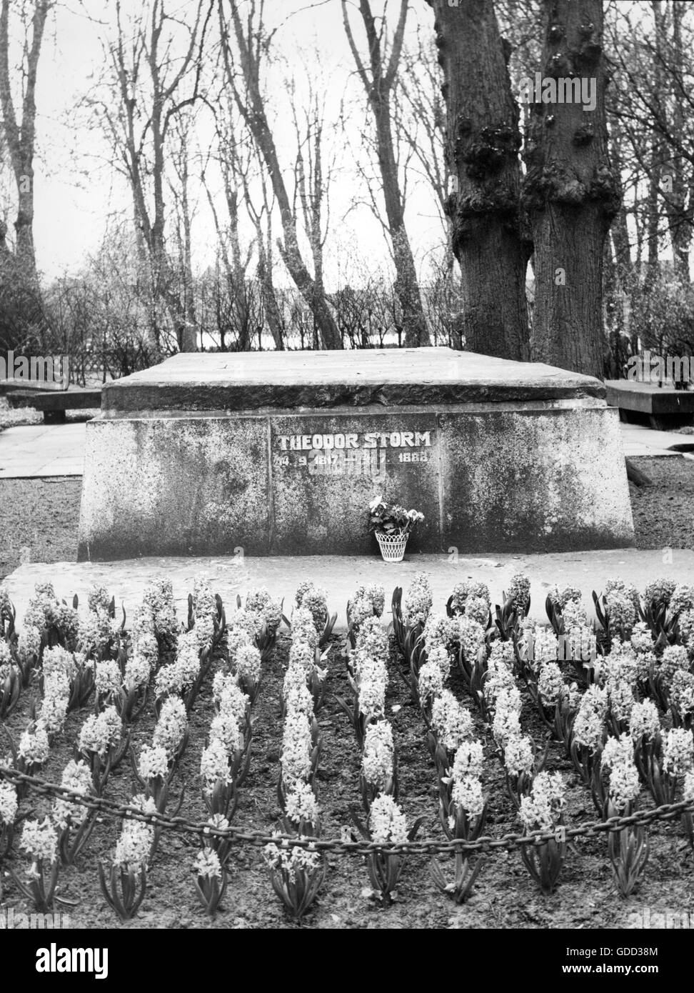 Tempête, Theodor, 14.9.1817 - 4. 7.1888, avocat et auteur allemand / écrivain, tombe, cimetière Sankt Juergen, Husum, vue, années 60, Banque D'Images
