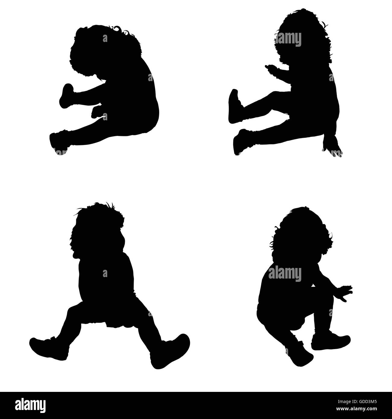 En Position Assise Bebe Silhouette Vecteur On White Image Vectorielle Stock Alamy