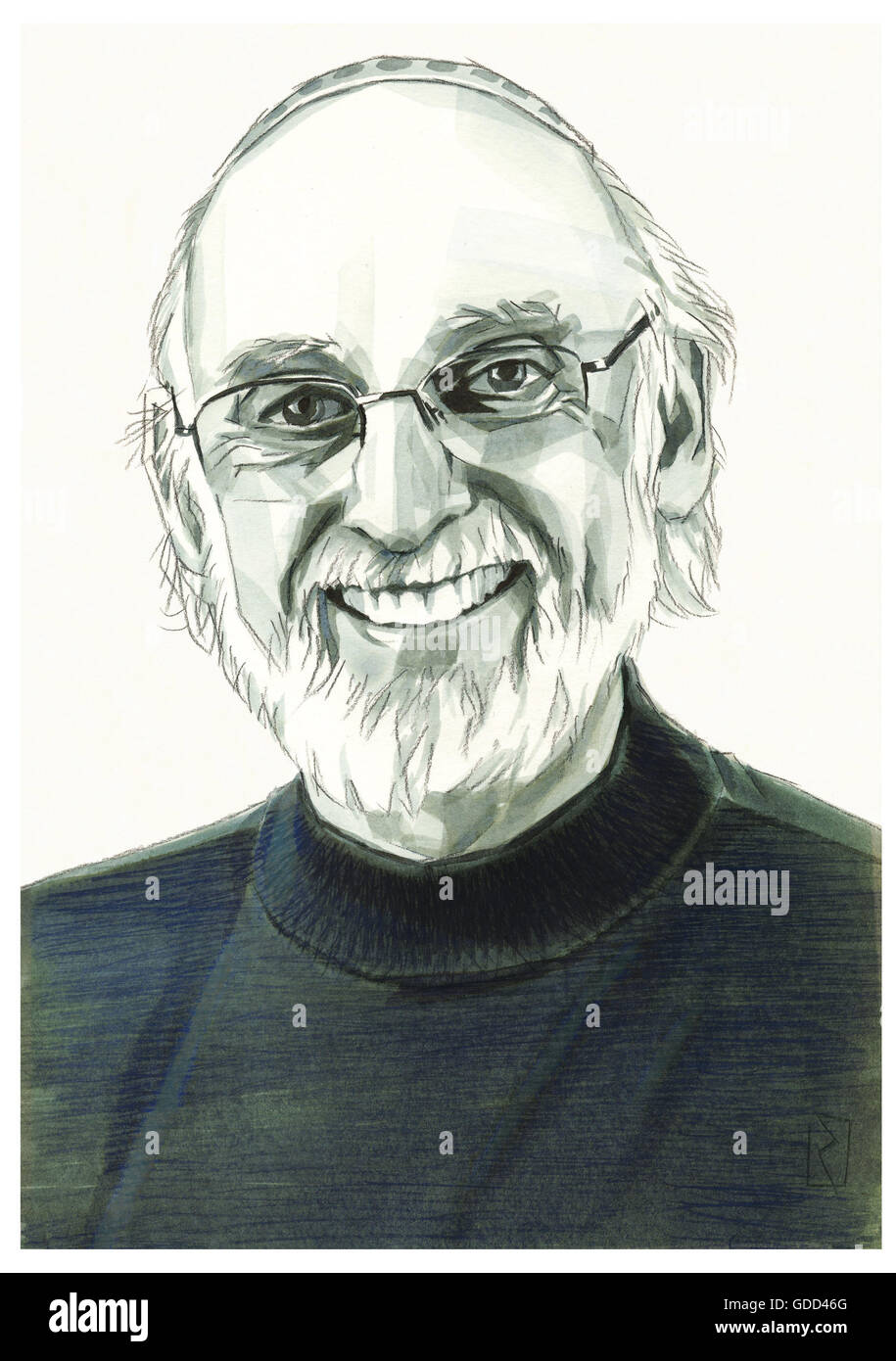 John Gottman, Mordechai, * 1942, le scientifique américain (psychologue), portrait, dessin monochrome par Jan Rieckhoff, 20.6.2007, l'artiste déjà dédouanés par INTERFOTO Auteur, aucun espace supplémentaire nécessaire Banque D'Images