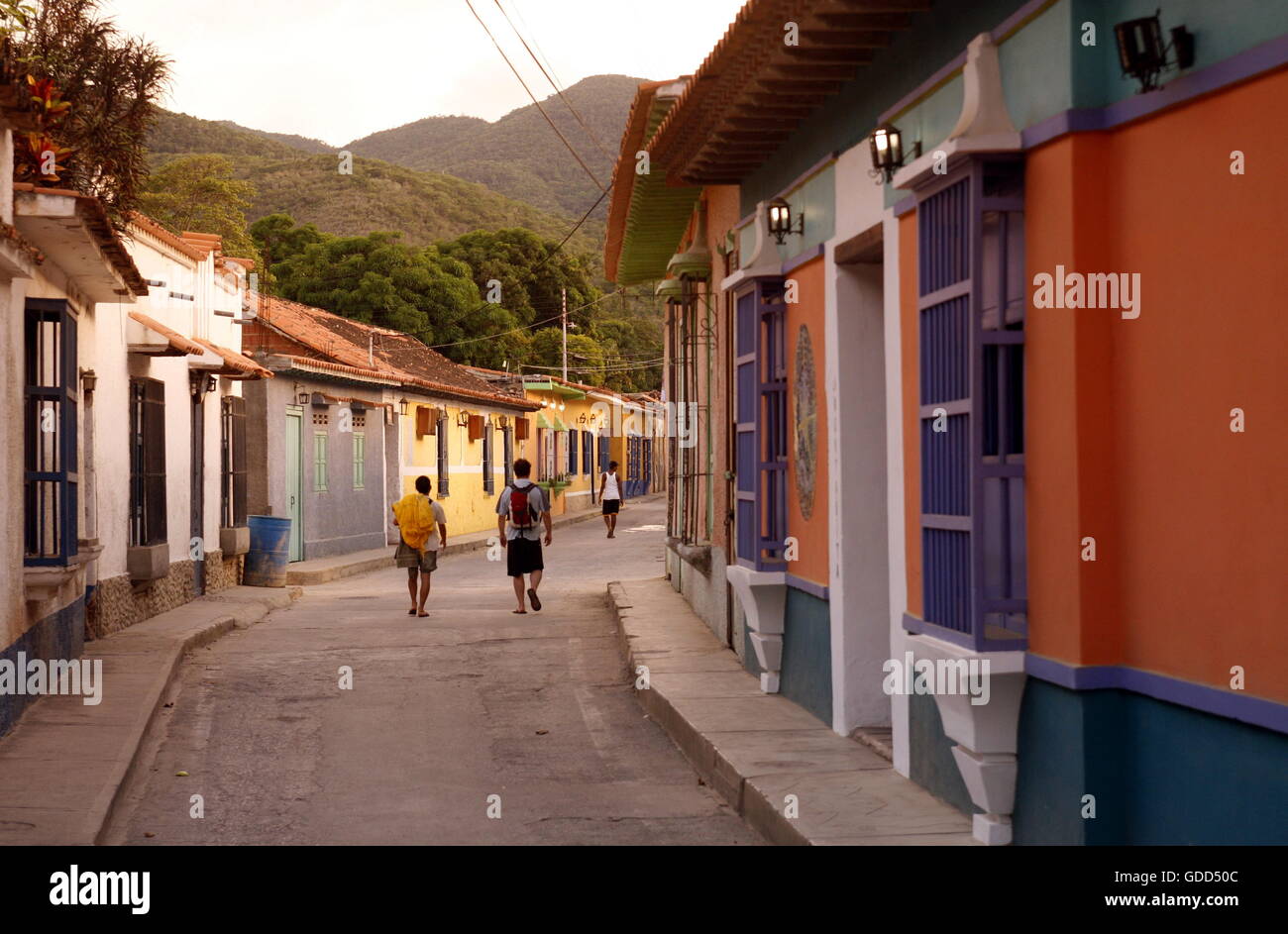 Le village de Choroni sur la côte des Caraïbes au Venezuela. Banque D'Images