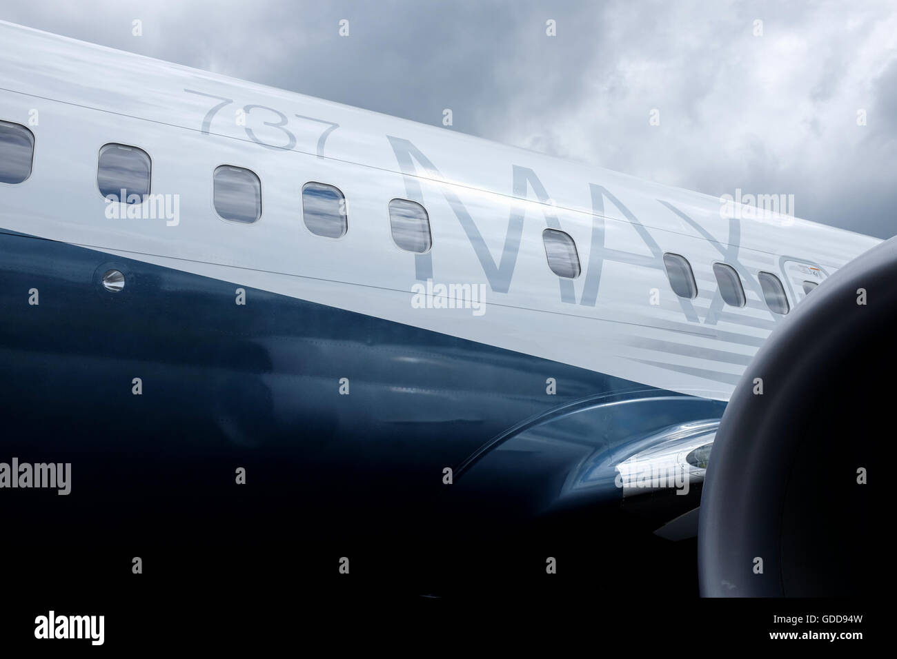 Une partie de l'aéronef Boeing 737 MAX 8. Banque D'Images