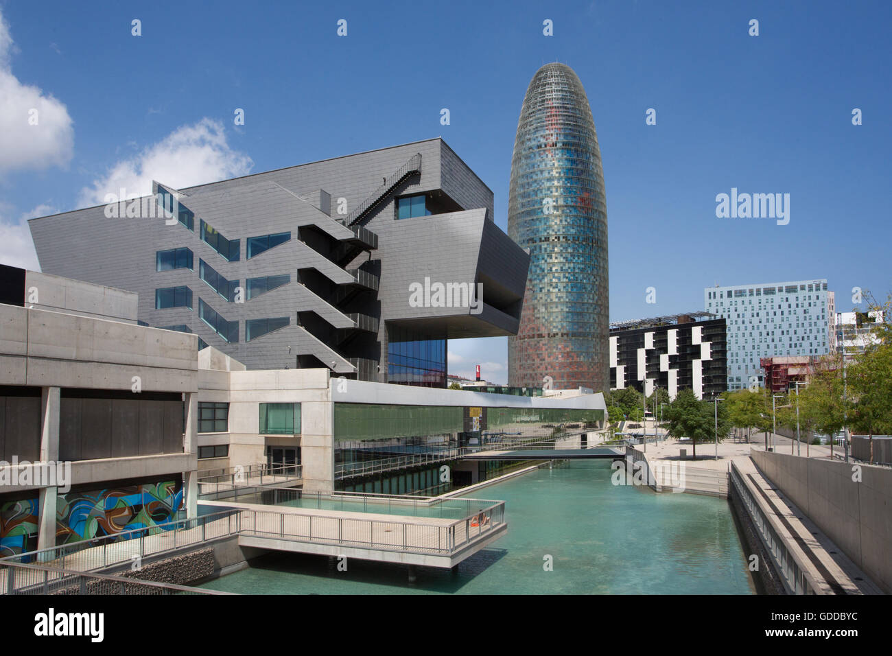 Espagne Catalogne Barcelone,,Ville,Glorias Square,Tour Agbar. Banque D'Images