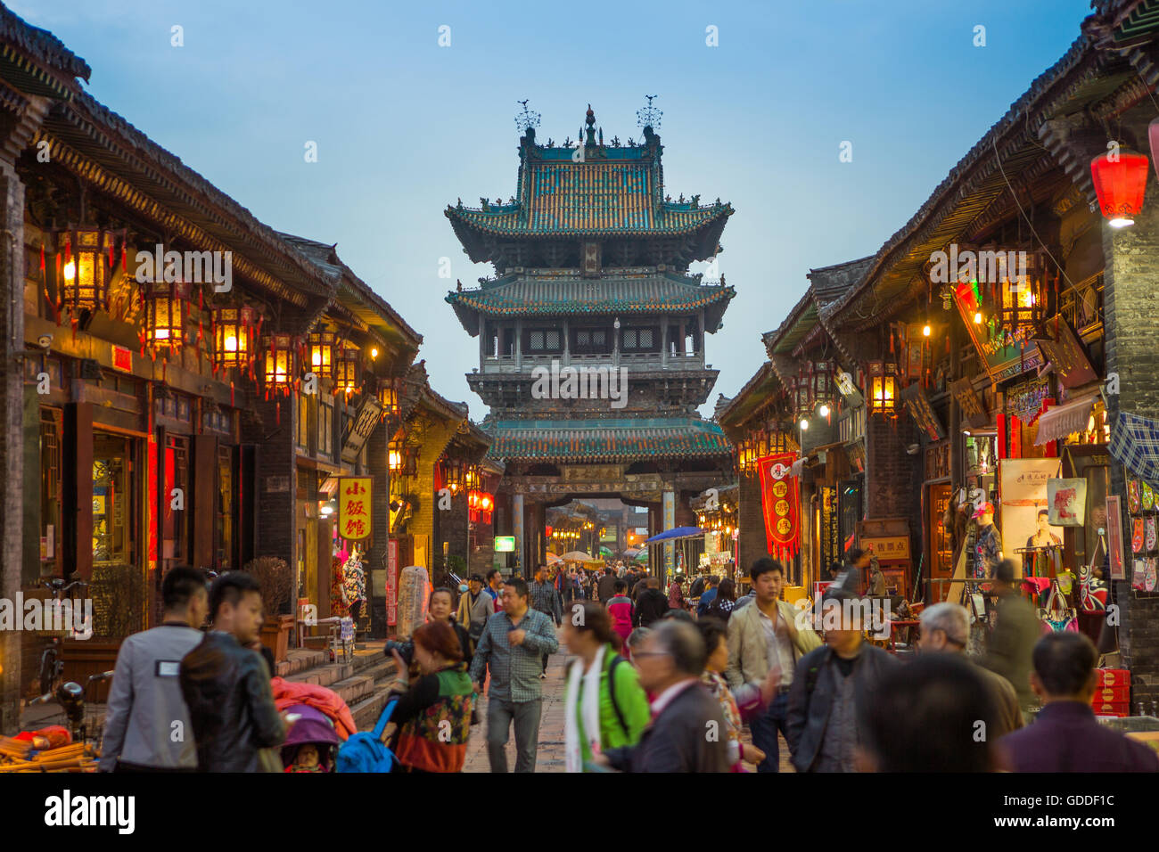 La Chine, dans la province du Shanxi Pingyao,Ville,patrimoine,South Street,Tour du marché Banque D'Images