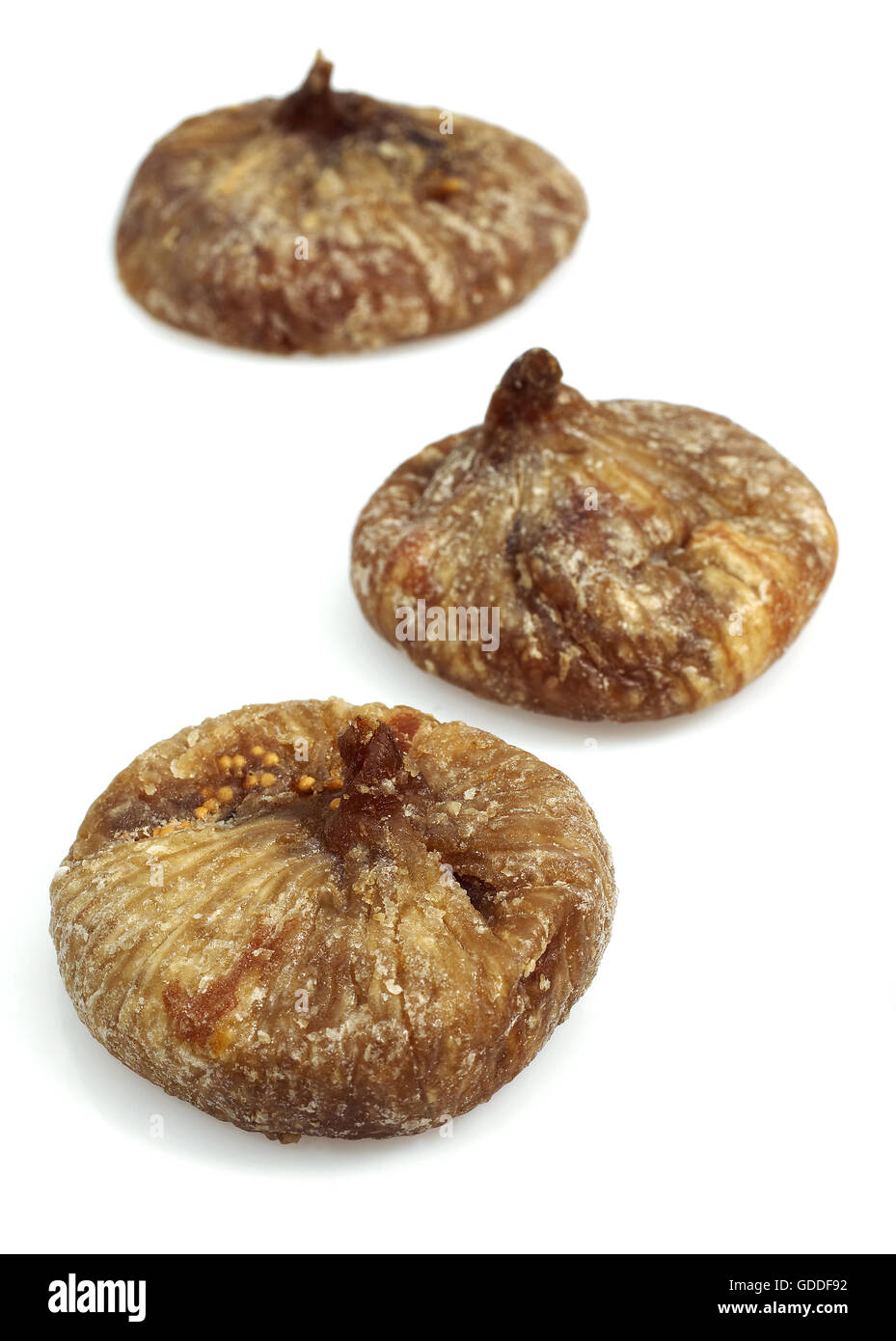 Sec ou séché Fig, Ficus carica against White Background Banque D'Images