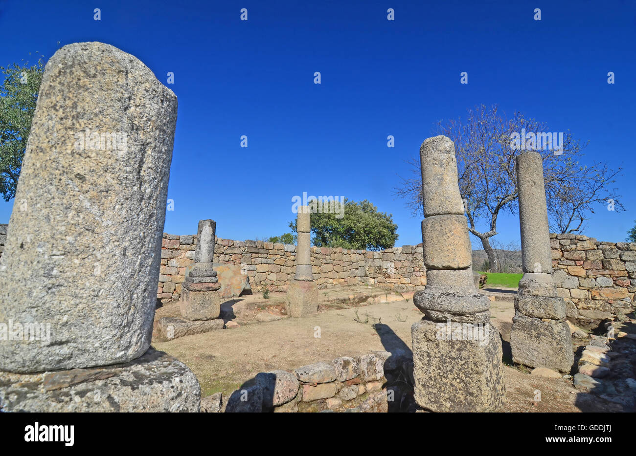 Ruines romaines de Prazo,le Nord du Portugal, près de la rivière Duro Banque D'Images