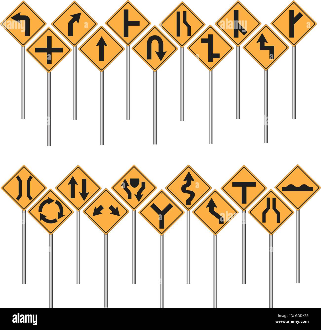 Traffic sign set vector illustration isolé. Illustration de Vecteur