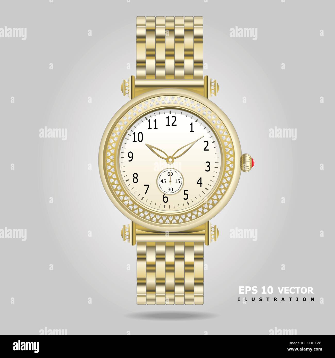 Montre en or avec des diamants vector illustration. Illustration de Vecteur