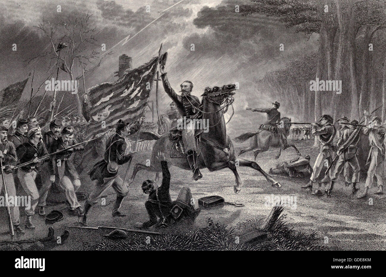 Général Kearney's charge à la bataille de Chantilly, Virginia - USA Guerre Civile Banque D'Images