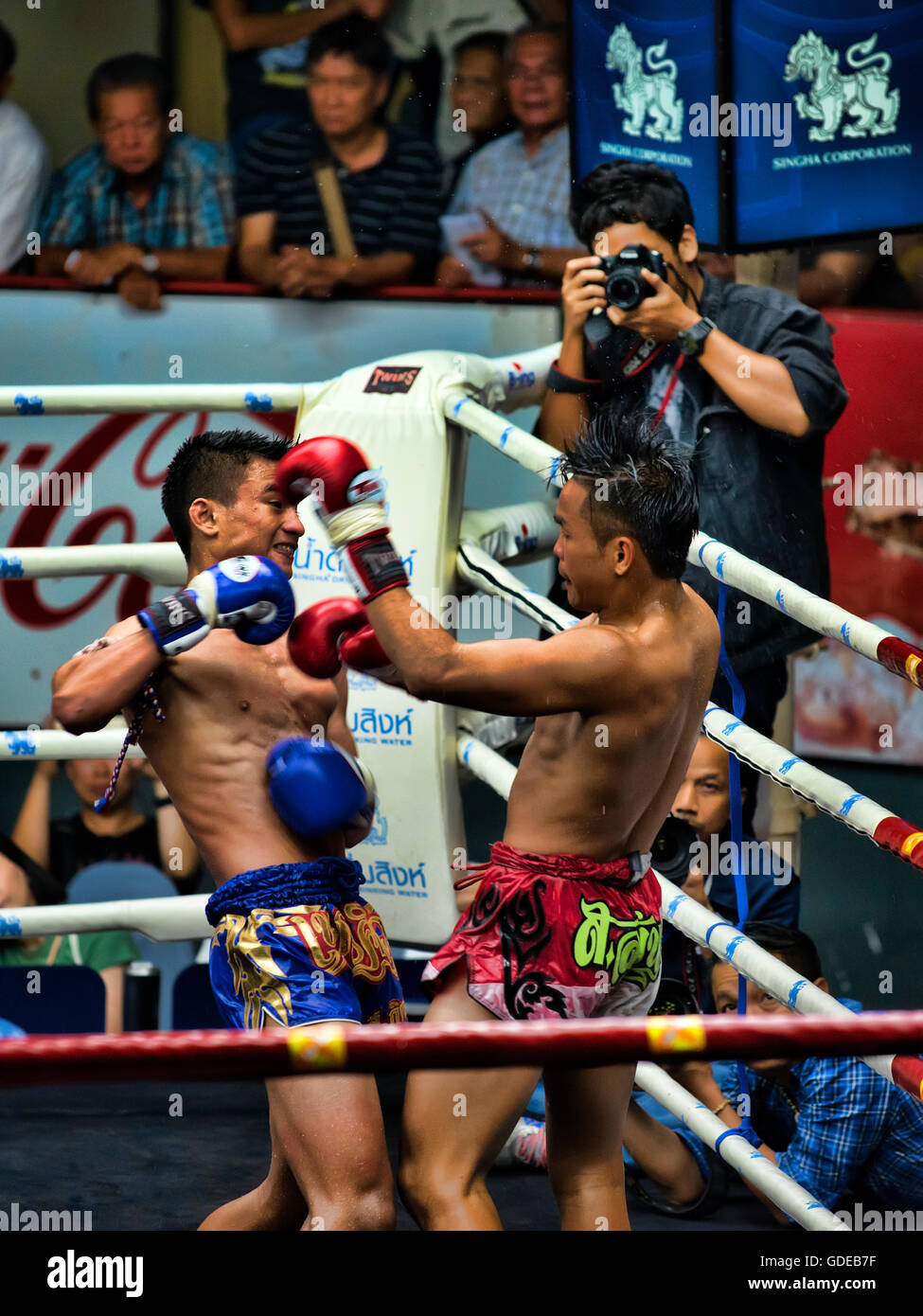 La boxe thaï, Bangkok, Thaïlande. Banque D'Images