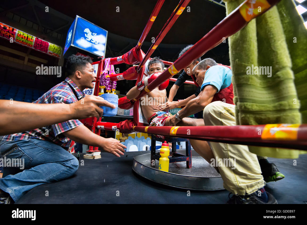 La boxe thaï, Bangkok, Thaïlande. Banque D'Images