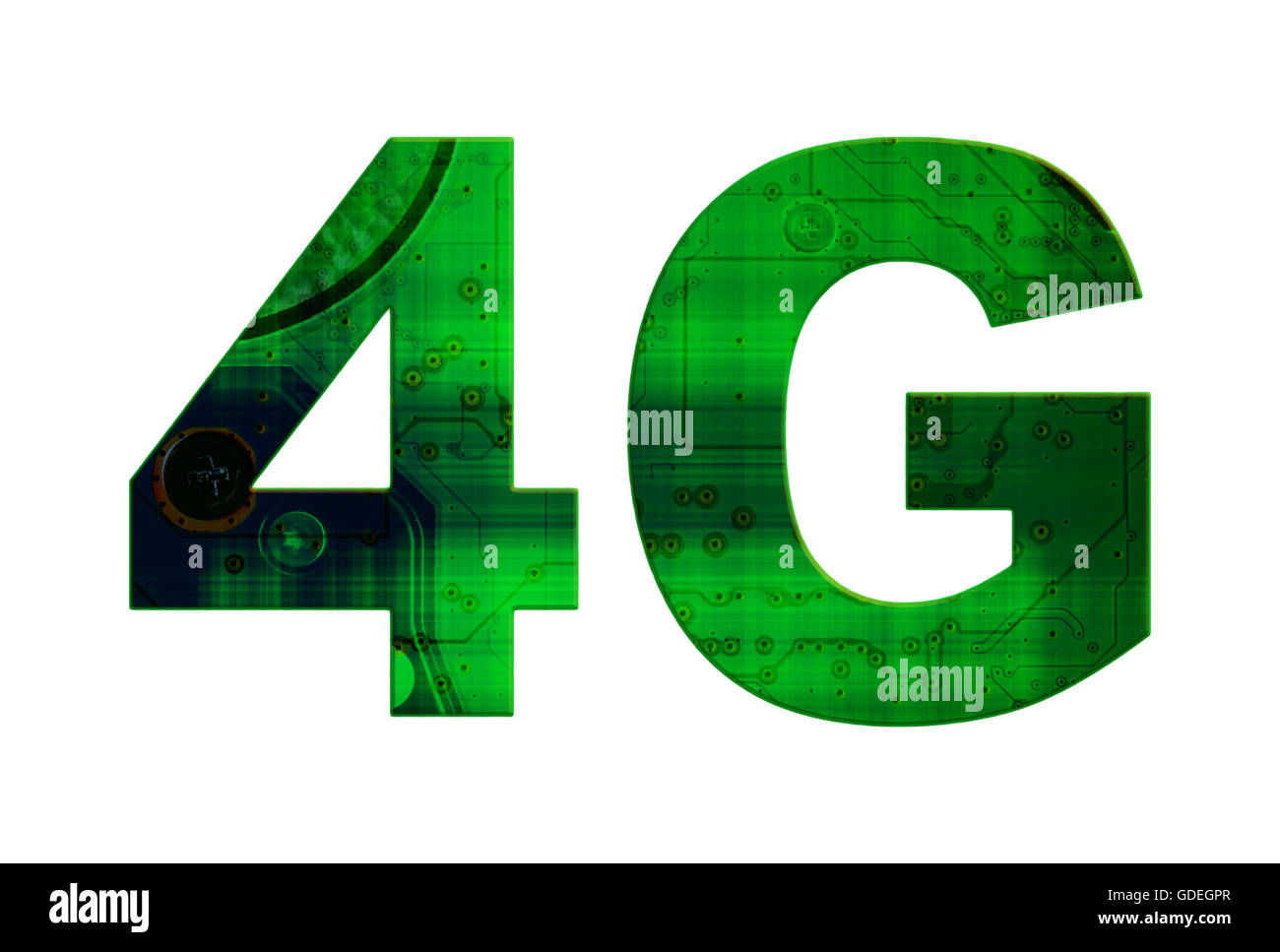 Vert isolé et le texte en noir sur fond blanc 4G Banque D'Images