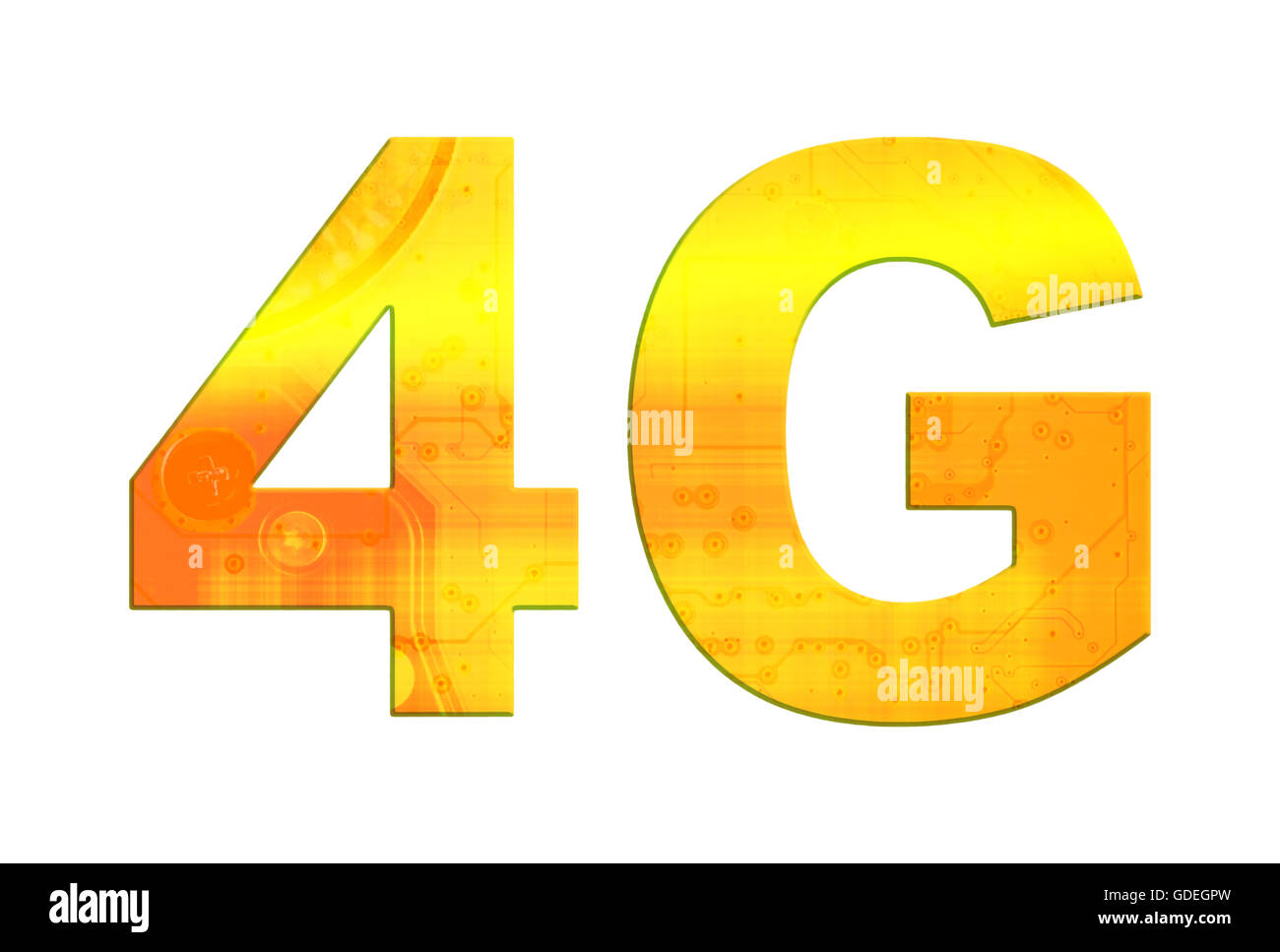 Orange et or isolé 4G texte sur fond blanc Banque D'Images