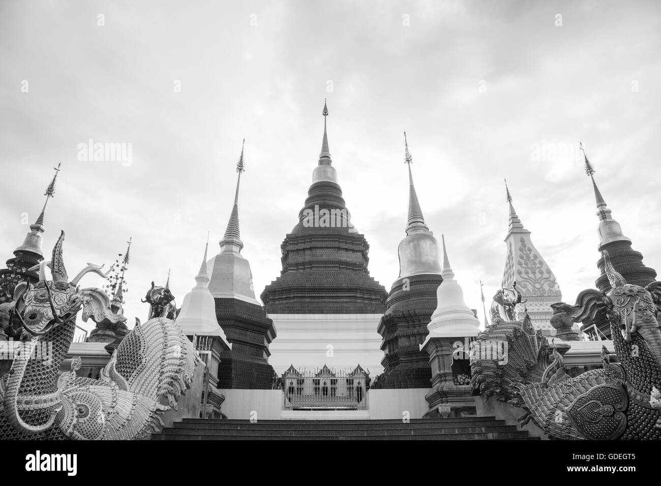 Ou temple Wat banden photo en noir et blanc,chiangmai ,Thaïlande. Banque D'Images
