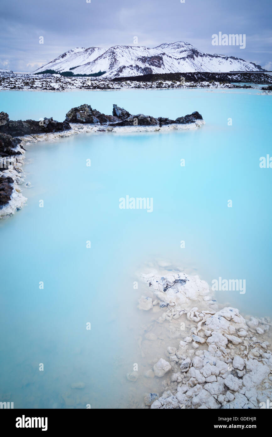 Sources géothermiques au Blue Lagoon, Grindavik, Islande Banque D'Images