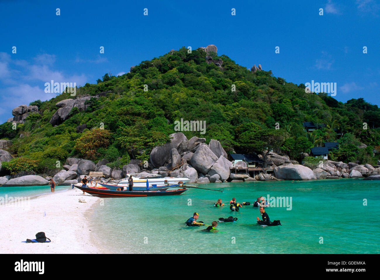 Cours de plongée sur Ko Nan Yuang, Ko Tao, Thaïlande Banque D'Images