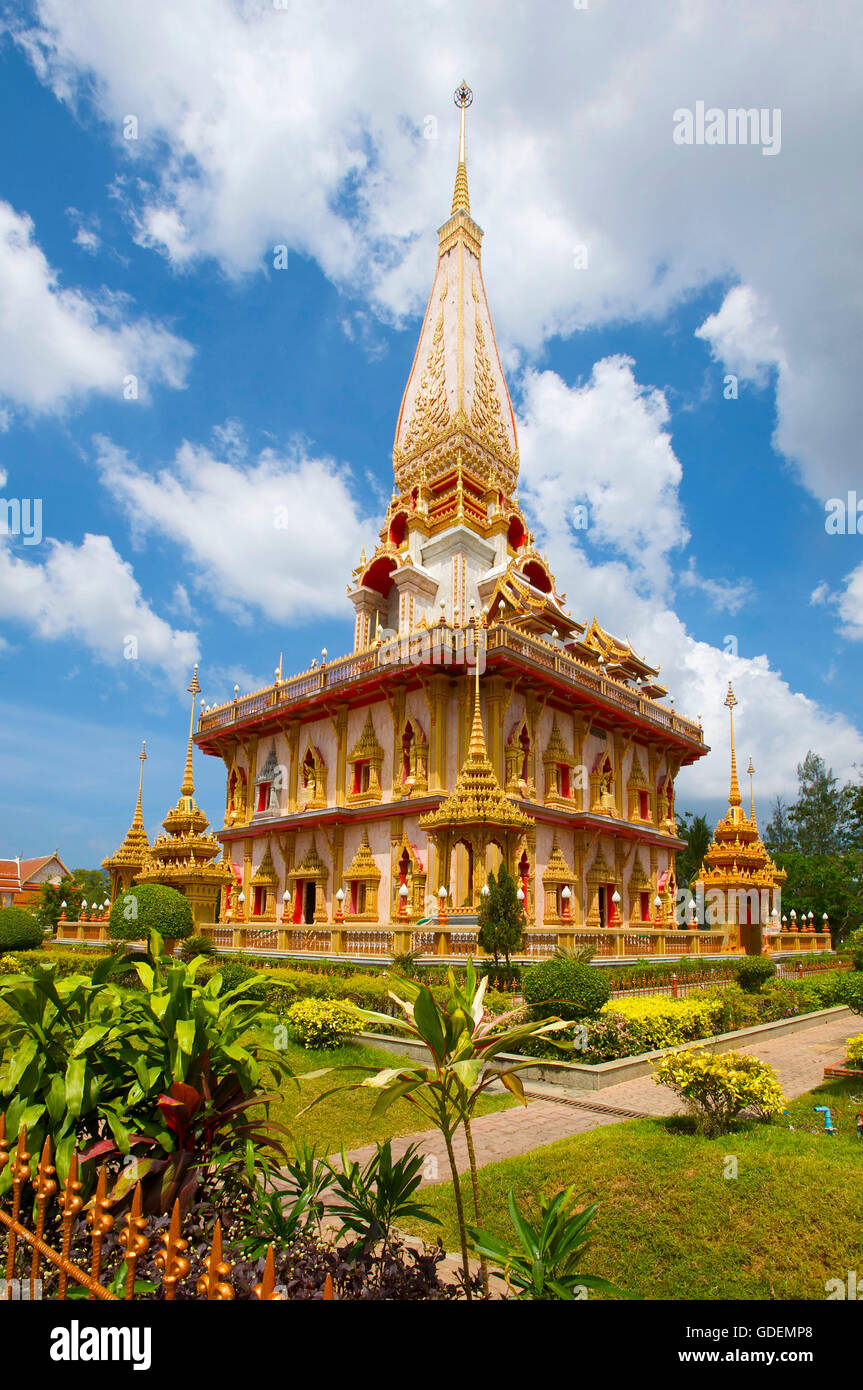 Temple Wat Chalong, île de Phuket, Thaïlande Banque D'Images