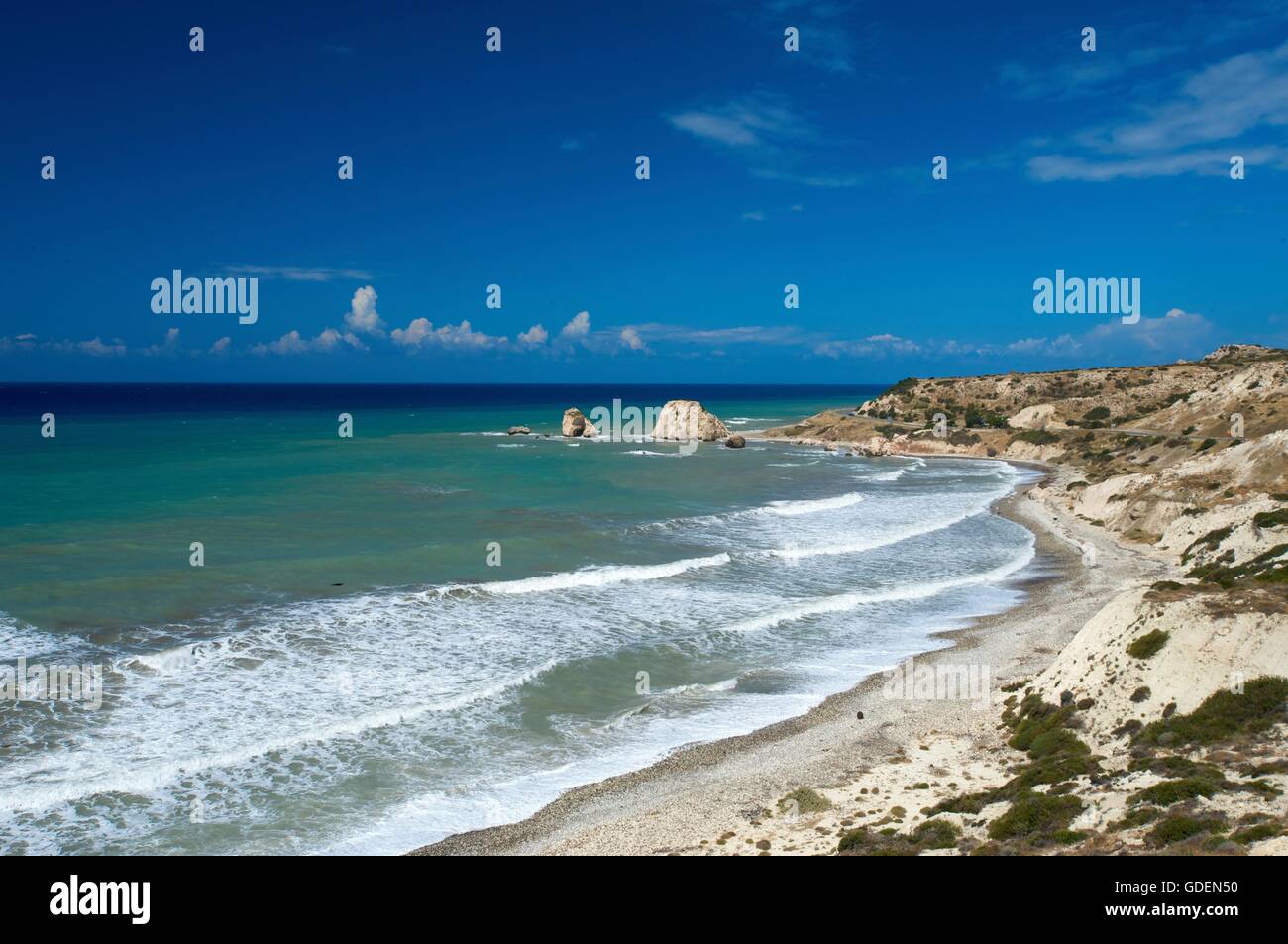 Petra tou Romiou, AphroditeÂ's Beach, République de Chypre Banque D'Images