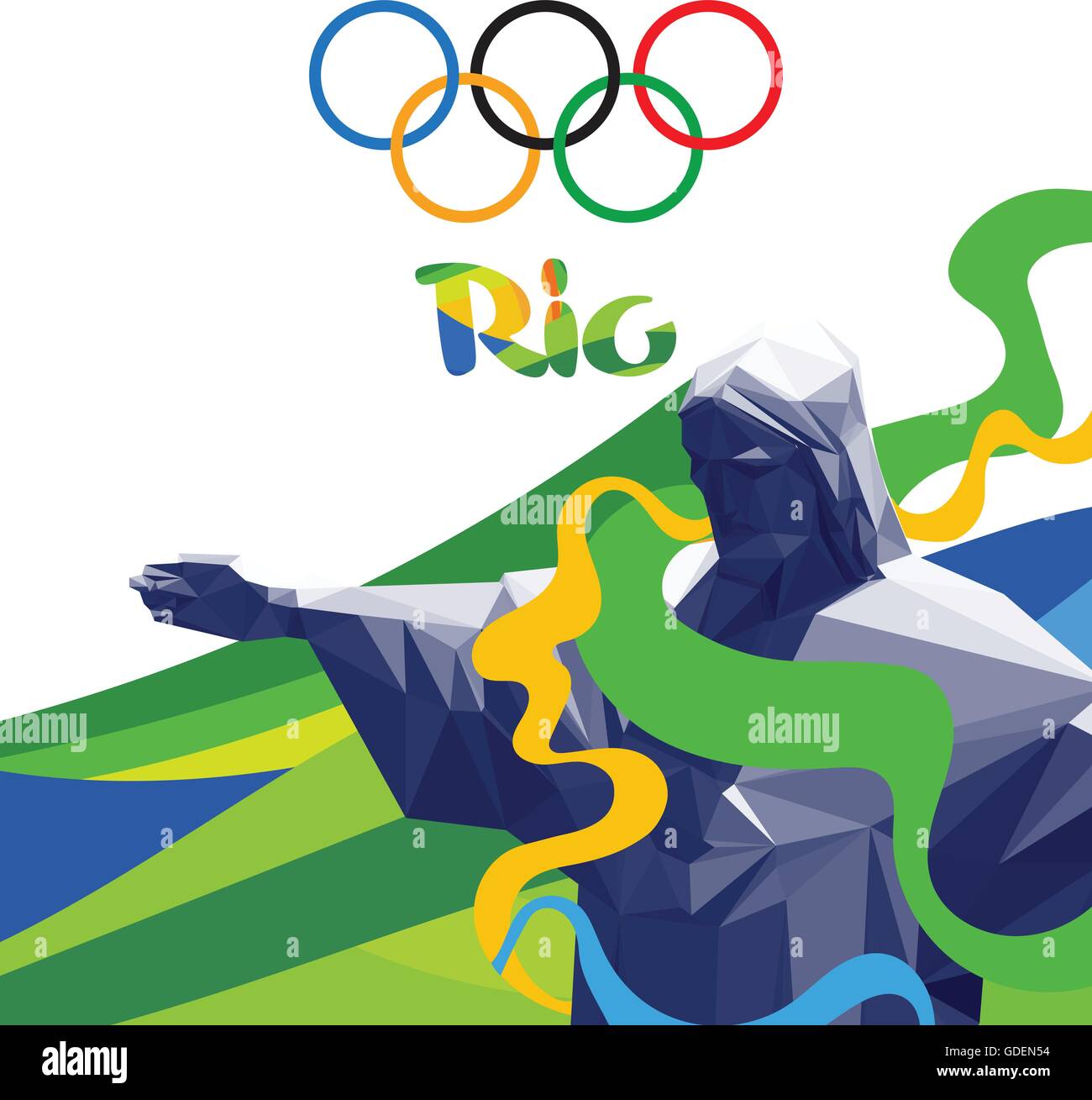 Logo De Rio Résumé Le logo de Rio de Janeiro, avec des lignes de couleur du drapeau ...