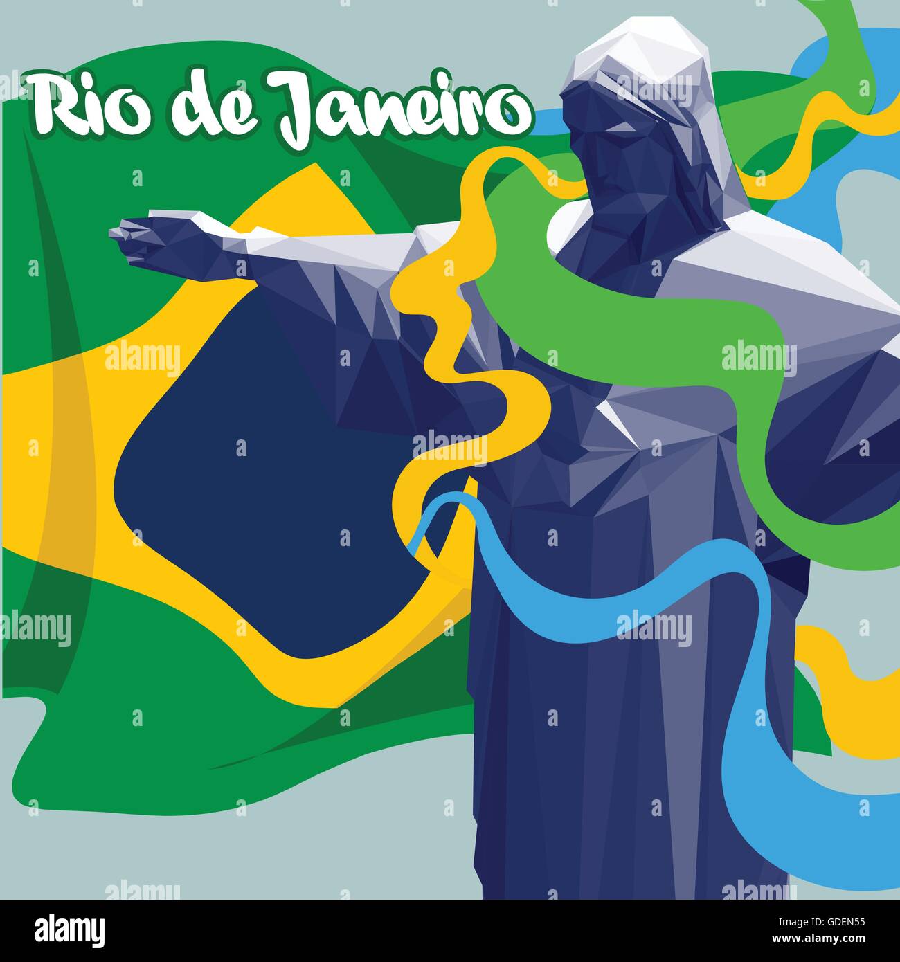 Résumé Le logo de Rio de Janeiro, avec des lignes de couleur du drapeau ...