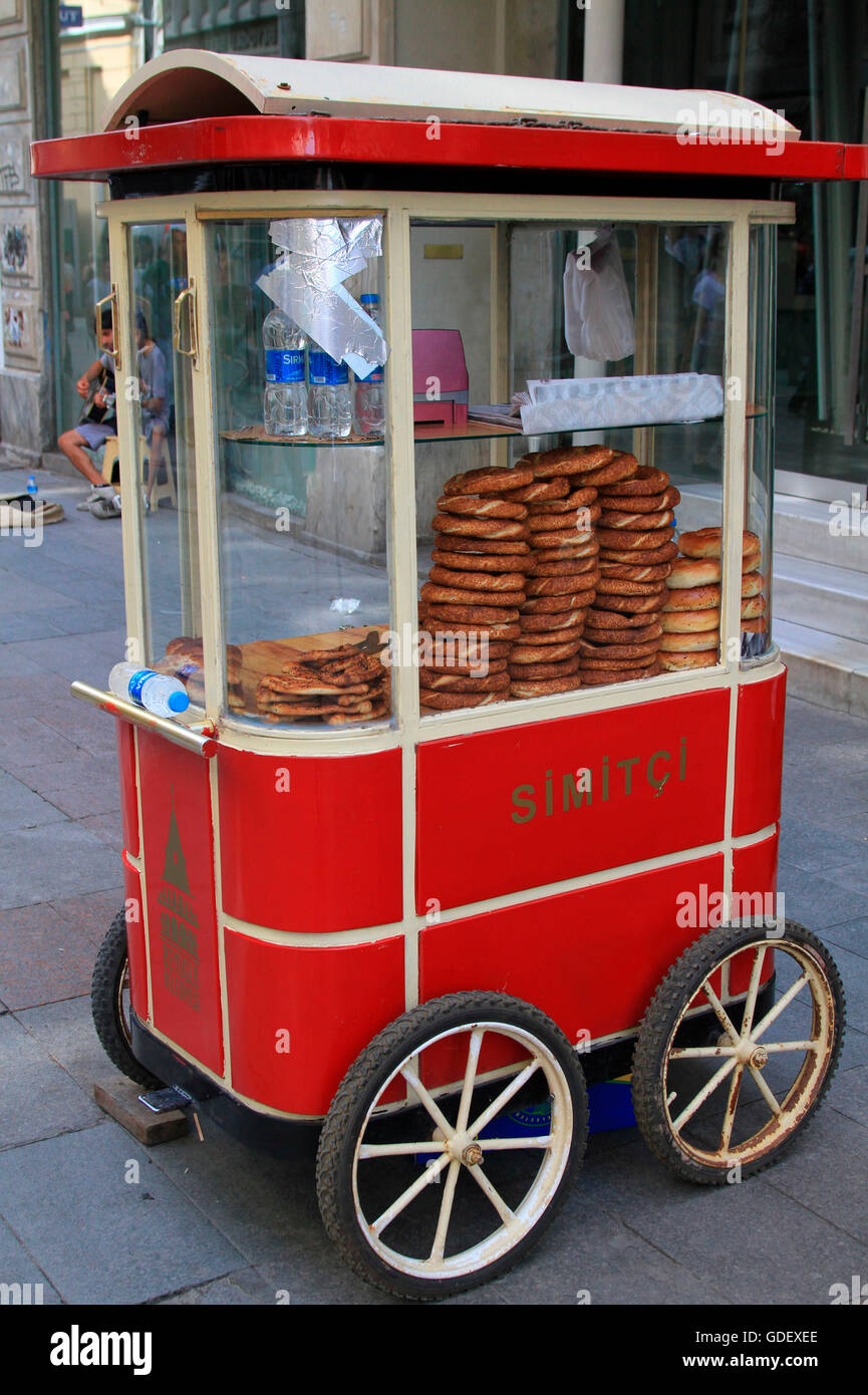 Food, la rue Istiklal, Istanbul, Turquie Banque D'Images