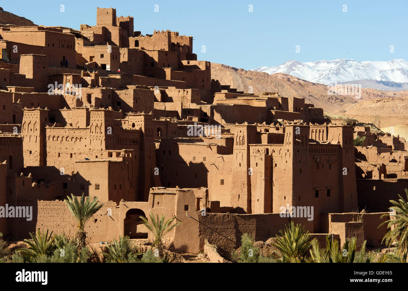 Maroc, Afrique, Kasbah Ait Ben Haddou, l'UNESCO Weltkulturerbe, Ouarzazate, vallée de Kasbahs Banque D'Images