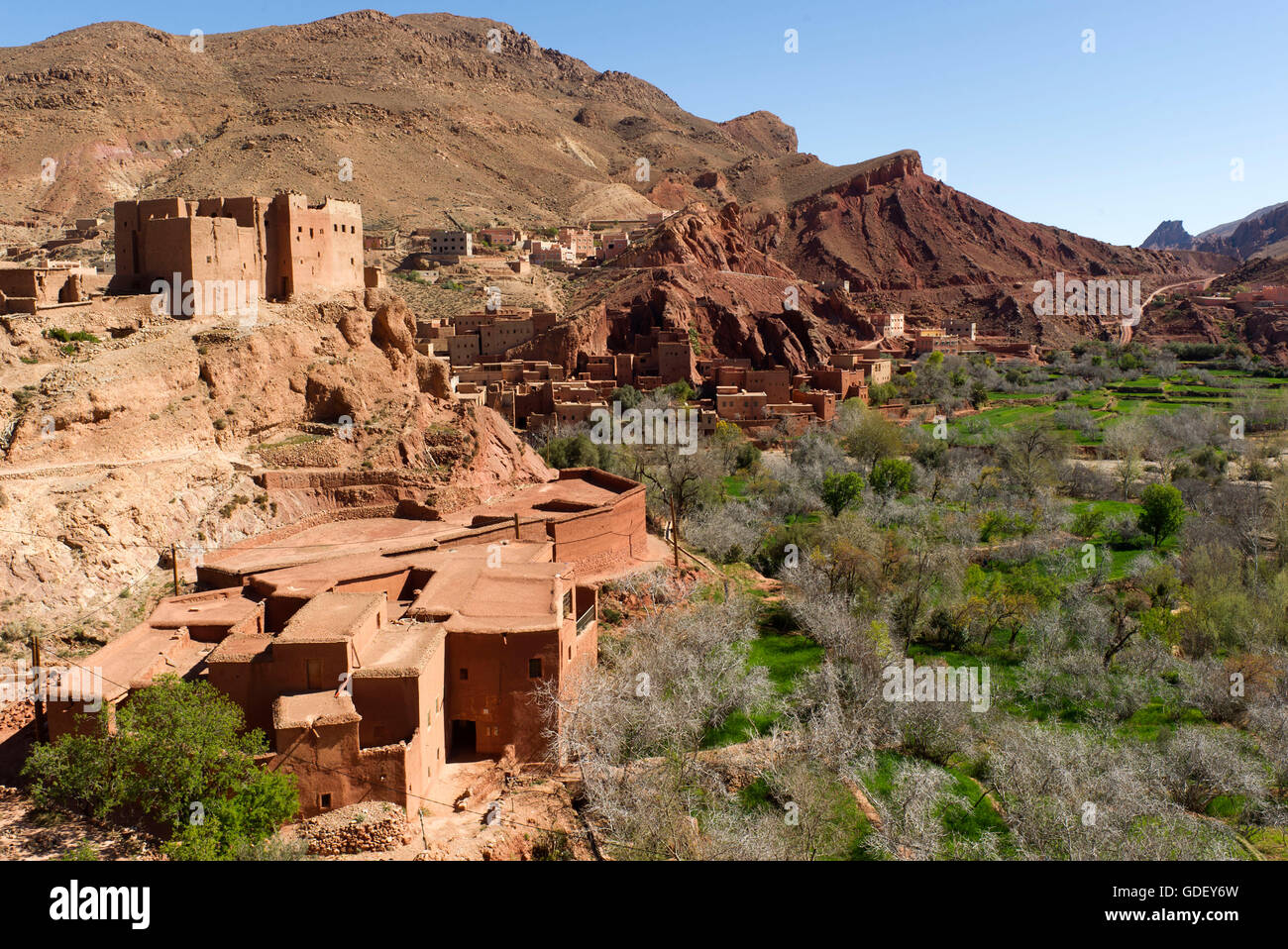 Maroc, Afrique, vallée du Dadès, la vallée du haut Atlas Kasbah, montagne, ACI Ibrirne Banque D'Images