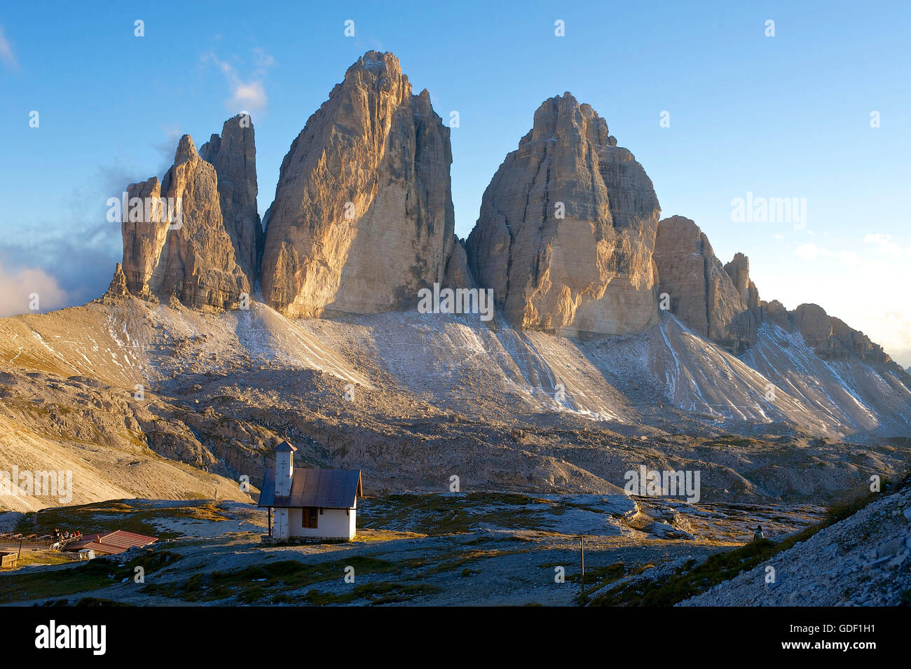 Le Tre Cime di Lavaredo, Sexten Dolomites Tyrol du Sud, Italie, Banque D'Images