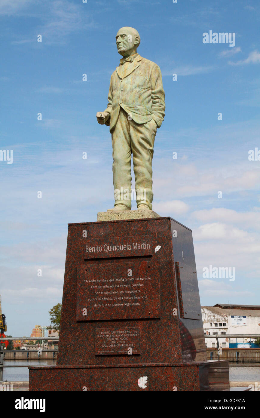 Benito Quinquela Martin statue, Buenos Aires, Argentine Banque D'Images
