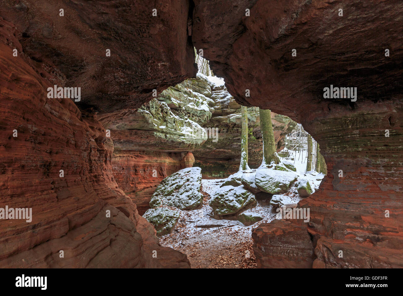 Monument naturel, l'Altschlossfelsen, Eppenbrunn, Rhénanie-Palatinat, Allemagne Banque D'Images
