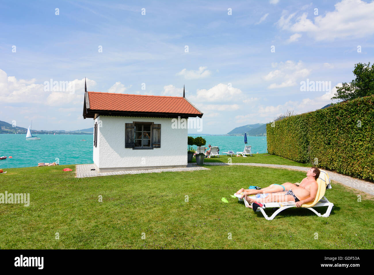 Steinbach am Attersee : Composition de chambre de Gustav Mahler au lac Attersee, Autriche, Niederösterreich, Autriche supérieure, Salzkammergut Banque D'Images